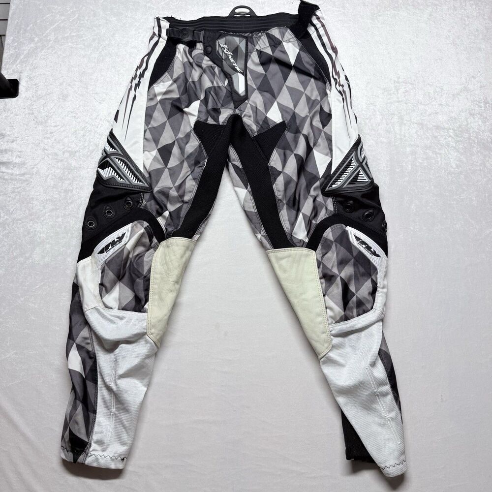 Fly Racing Kinetic Motorcross Racing Pants White Grey Black Men Size 36
